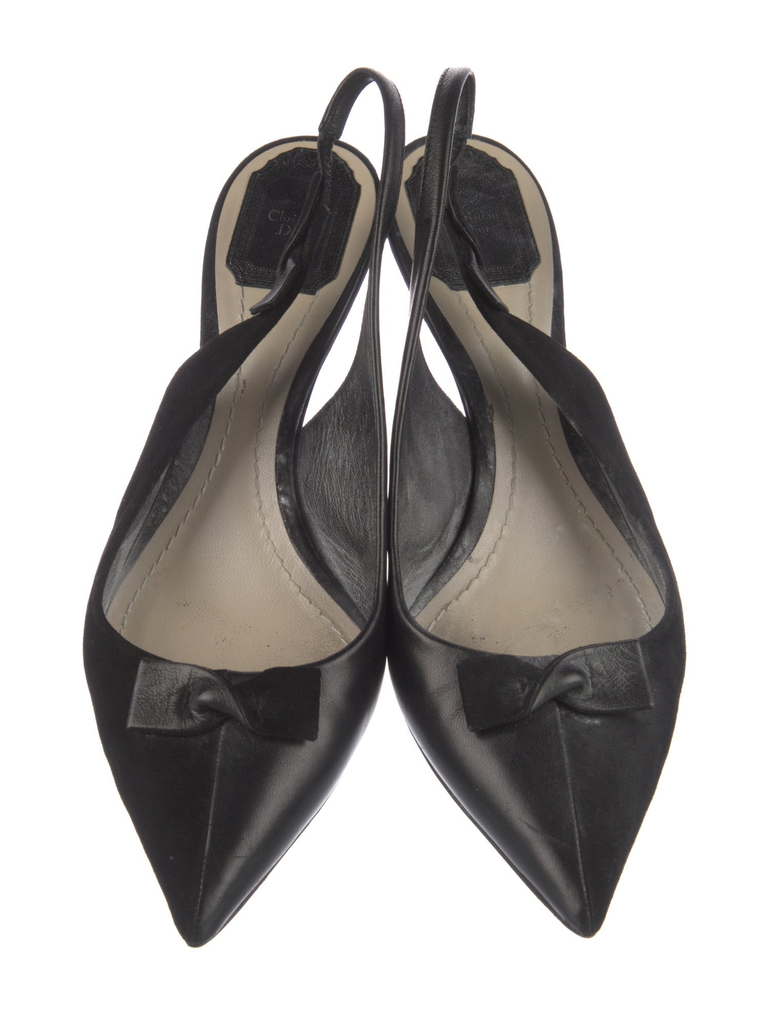 Christian Dior Suede Bow Accents Slingback Pumps